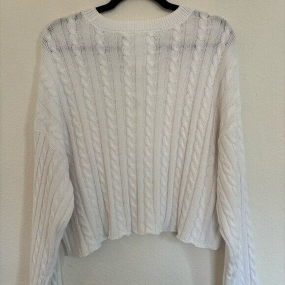 Aerie Cable Knit Cropped Sweater Long Sleeve NWT - Picture 7 of 8